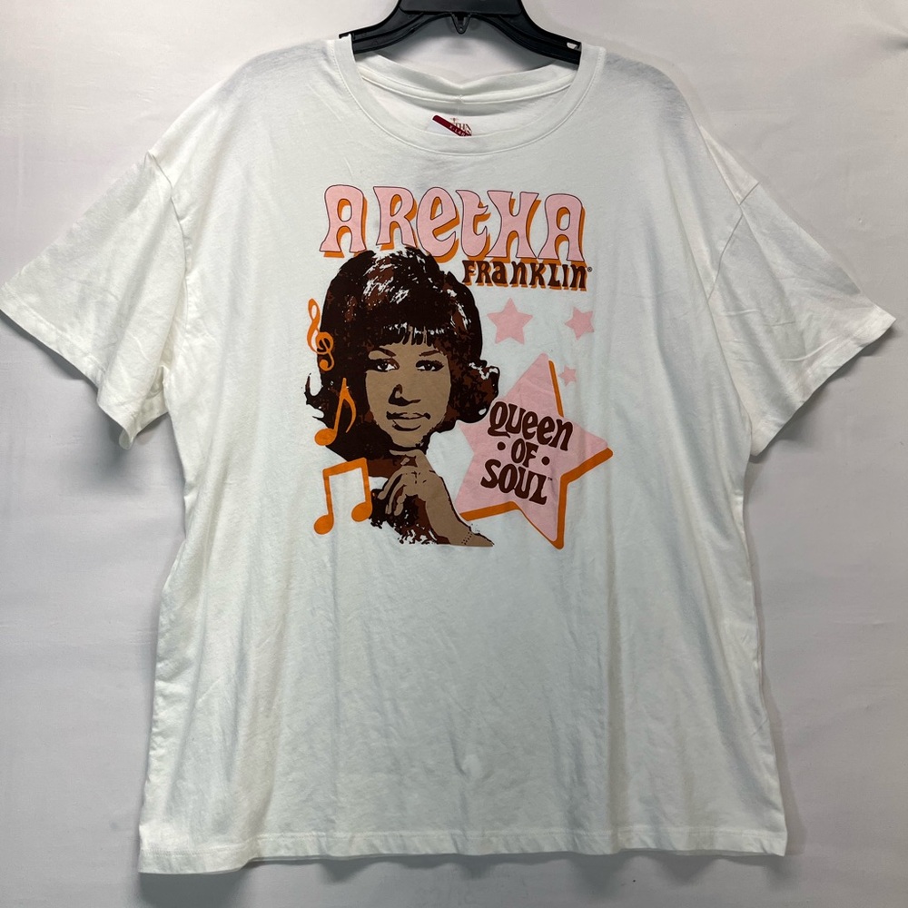 Aretha Franklin QUEEN OF‎ SOUL Graphic Tee 100% Cotton Unisex XL Cream color NEW